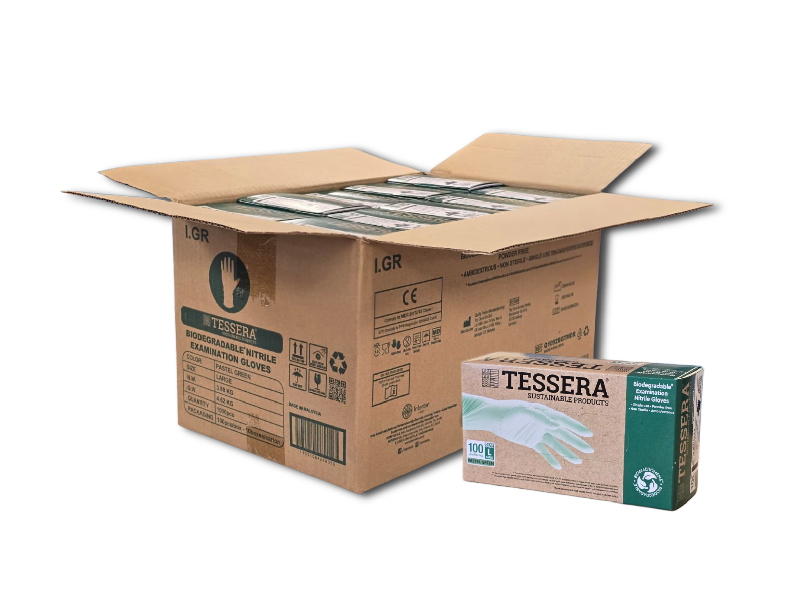 Doos á 10 stuks - Handschoenen Nitril Biodegradable Poedervrij