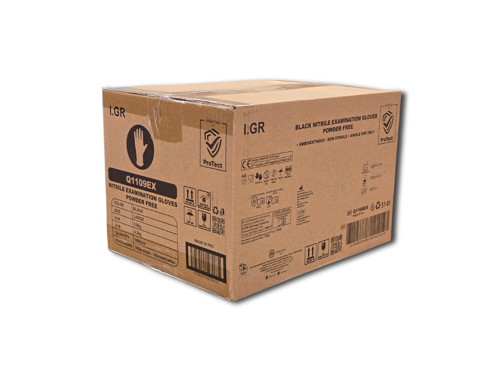 Doos á 10 stuks - Handschoenen Nitril Zwart Poedervrij