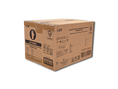 Doos á 10 stuks - Handschoenen Nitril Zwart Poedervrij