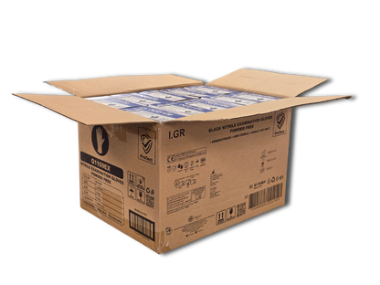 Doos á 10 stuks - Handschoenen Nitril Zwart Poedervrij