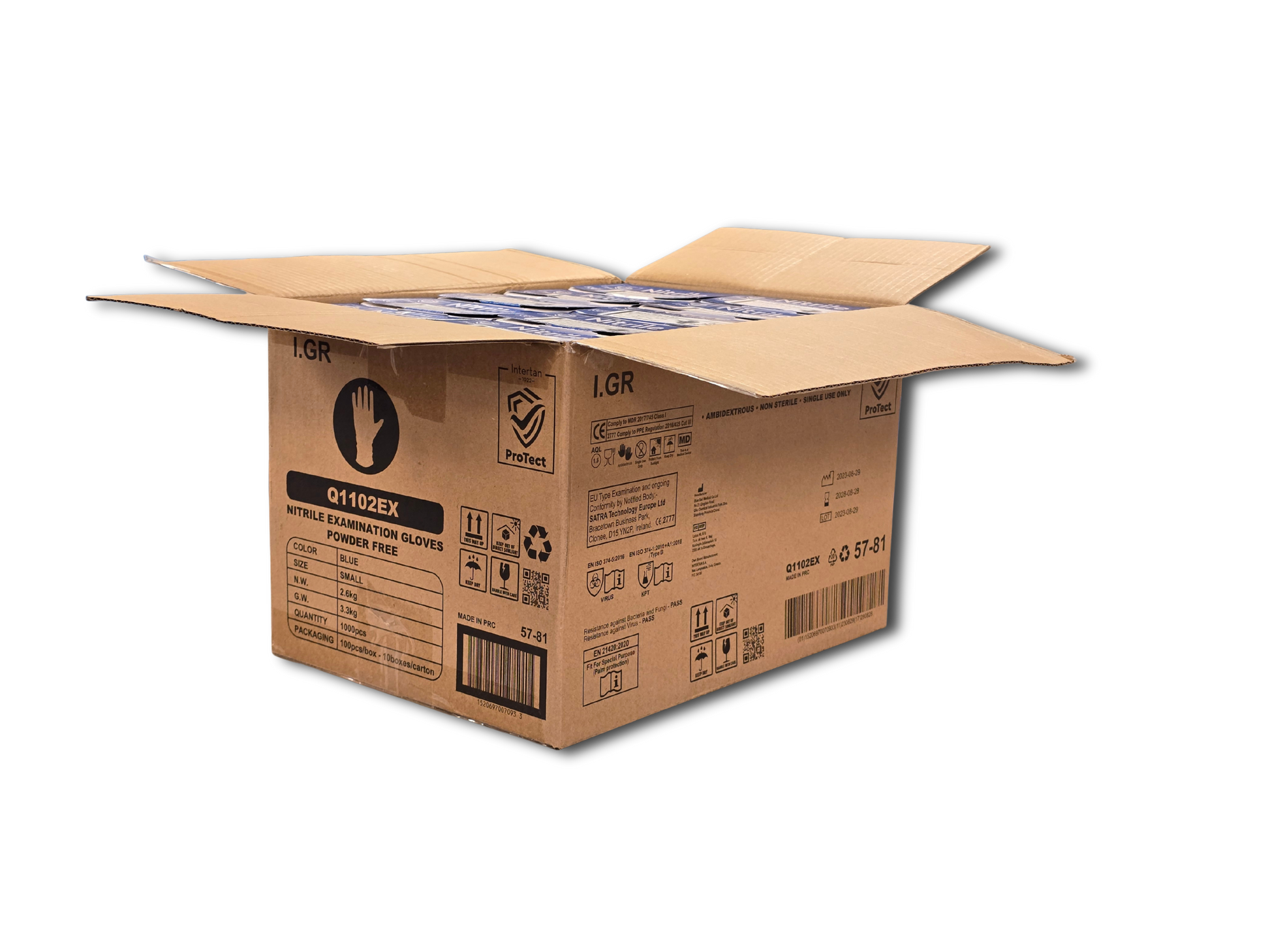 Doos á 10 stuks - Handschoenen Nitril Blauw Poedervrij