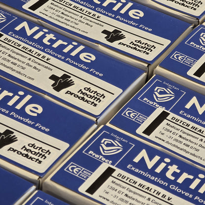 Doos á 10 stuks - Handschoenen Nitril Blauw Poedervrij