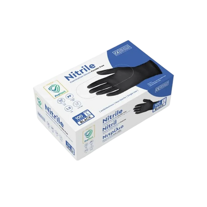 Doos á 10 stuks - Handschoenen Nitril Zwart Poedervrij