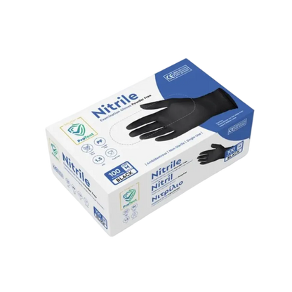 Doos á 10 stuks - Handschoenen Nitril Zwart Poedervrij