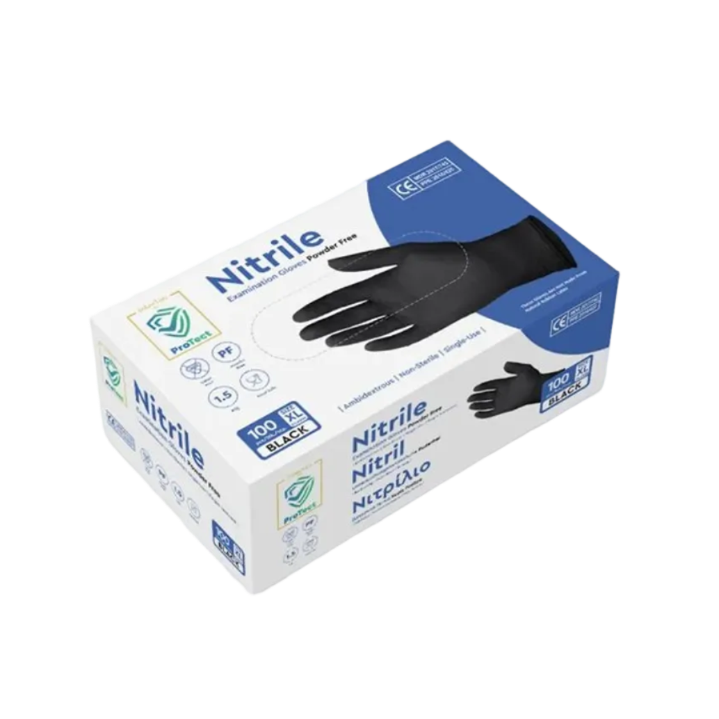 Doos á 10 stuks - Handschoenen Nitril Zwart Poedervrij