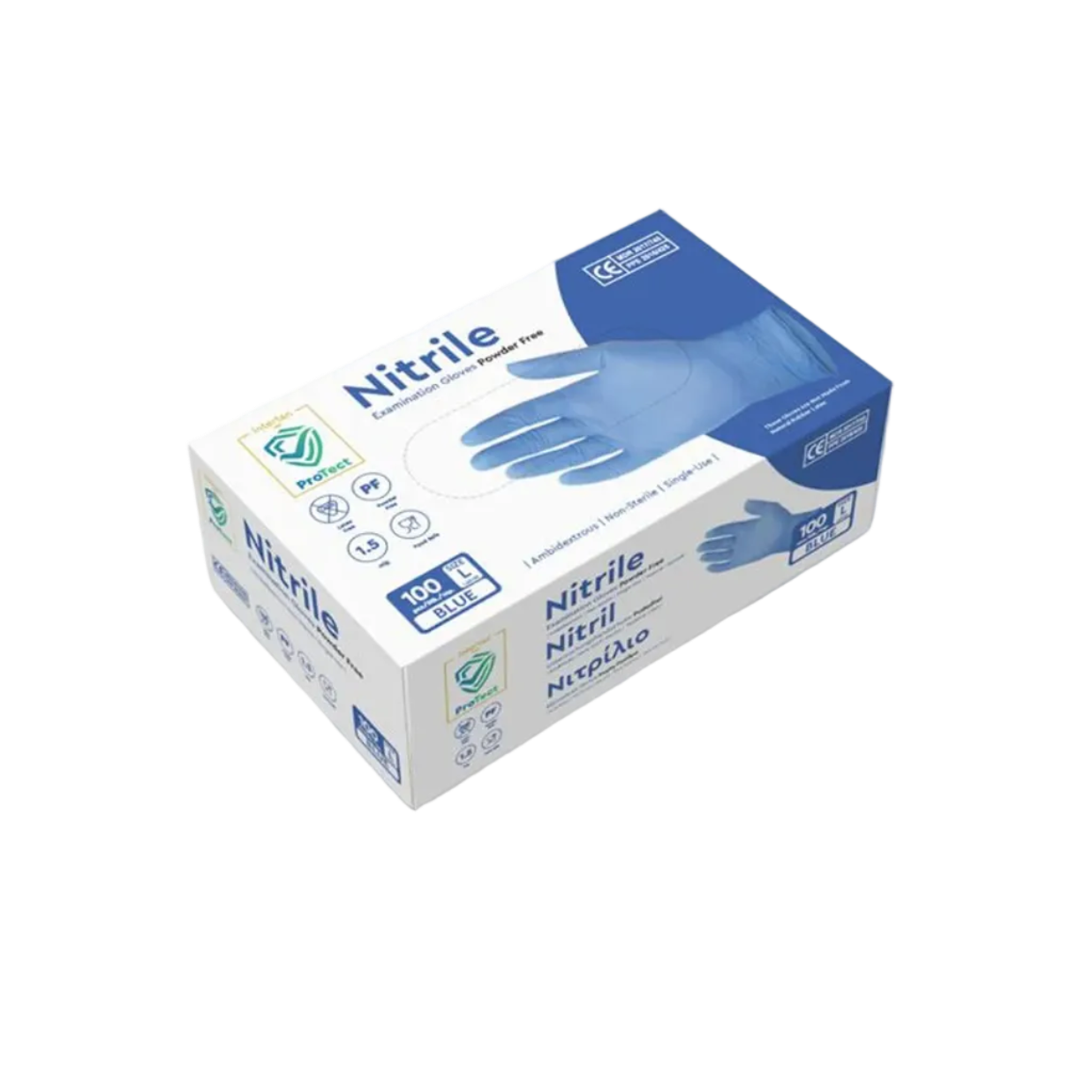 Doos á 10 stuks - Handschoenen Nitril Blauw Poedervrij