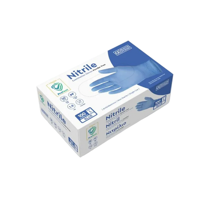 Doos á 10 stuks - Handschoenen Nitril Blauw Poedervrij