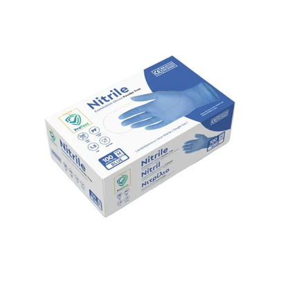 Doos á 10 stuks - Handschoenen Nitril Blauw Poedervrij