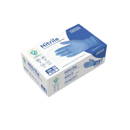 Doos á 10 stuks - Handschoenen Nitril Blauw Poedervrij